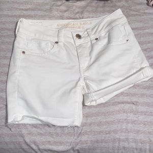 white midi jean shorts